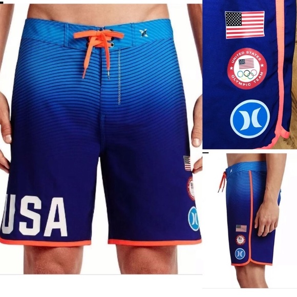 hurley american flag swim trunks